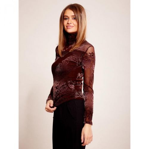 Brown blouse with velvet patterns