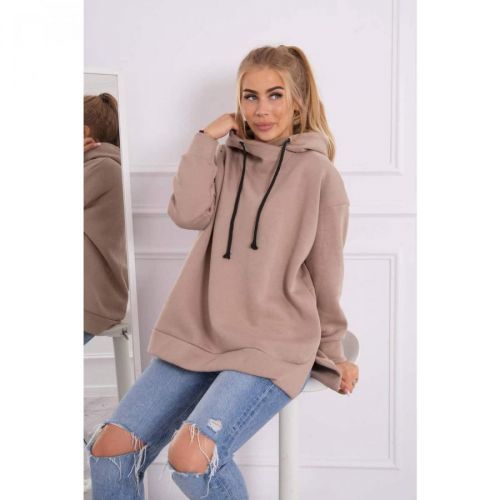 Insulated sweatshirt with a zipper on the side dark beige