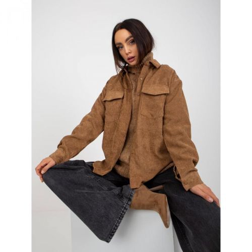 Camel corduroy outer shirt with buttons