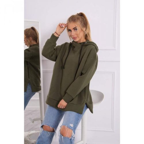 Insulated sweatshirt with a zipper on the side khaki