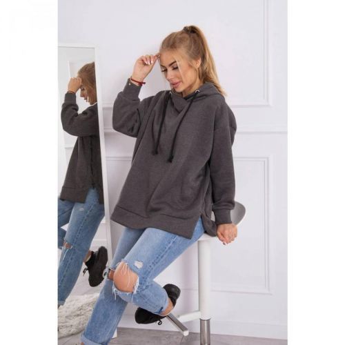 Insulated sweatshirt with a zipper on the side graphite