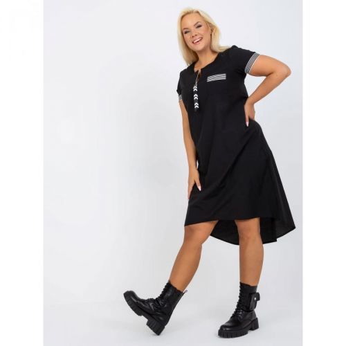 Black asymmetric plus size cotton dress