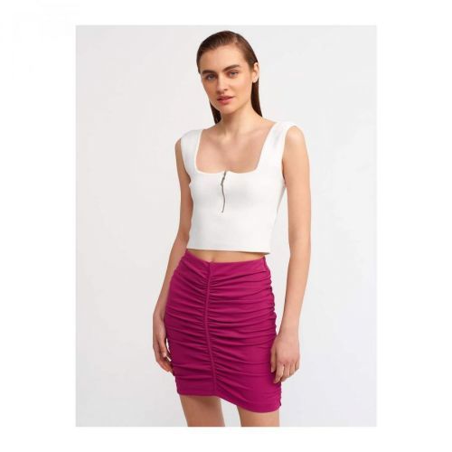 Dilvin 80300 Pleated Mini Skirt-magenta