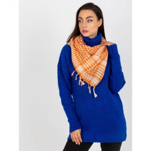 Orange and beige scarf with fringes