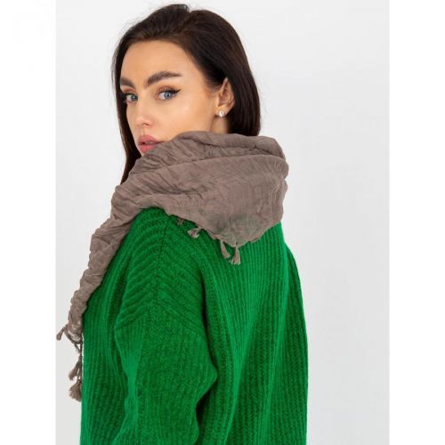 Dark brown scarf with a decorative finish