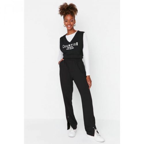 Trendyol Black Snap Detailed Loose Jogger Slim Knitted Sweatpants