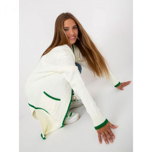 Ecru-green oversize cardigan with pockets RUE PARIS