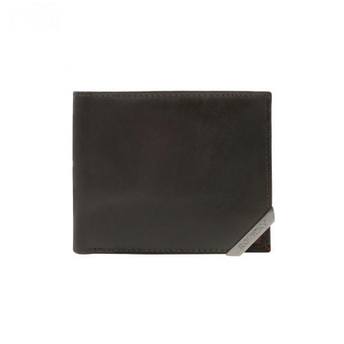 Dark brown and brown men's wallet with a silver accent