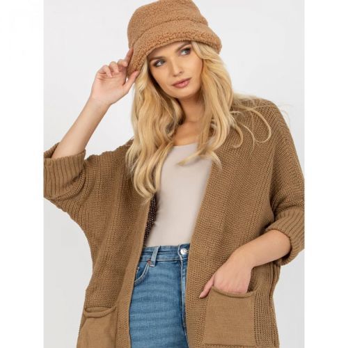 Camel loose cardigan with pockets RUE PARIS