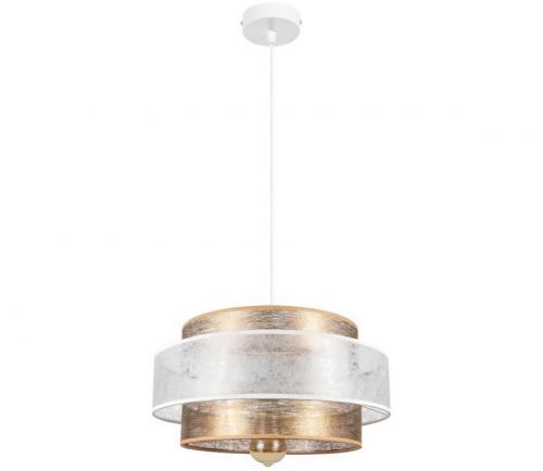 Lustr na lanku GABI 1xE27/60W/230V zlatá/bílá pr. 40 cm