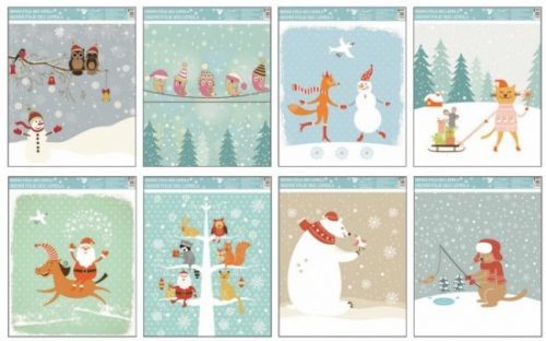 Anděl Okenní fólie s glitrem zvířátka v zimě 29 x 24 cm 490