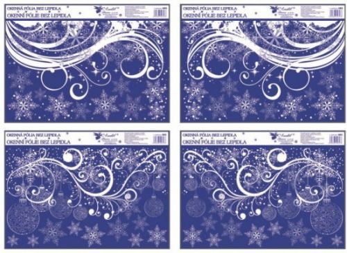 Anděl Okenní fólie s glitrem bílé vlny a vločky 38 x 30 cm 483