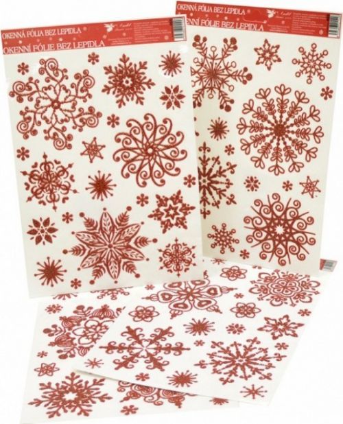 Anděl Okenní fólie - Vločky, sněhový efekt - červené 465