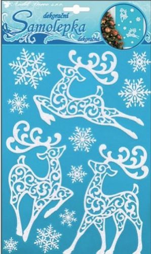 Anděl Samolepky - sobi se sněhovým efektem s glitry 26 x 18,5 cm - 10505