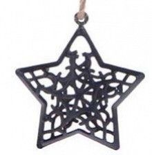 Hvězda kovová - 6 ks - závěs 3D černá mat, 5 cm 8885453