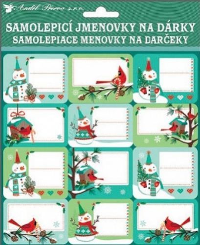 Anděl Samolepicí jmenovky na dárky s glitry 18 x18cm, 24 ks 10508