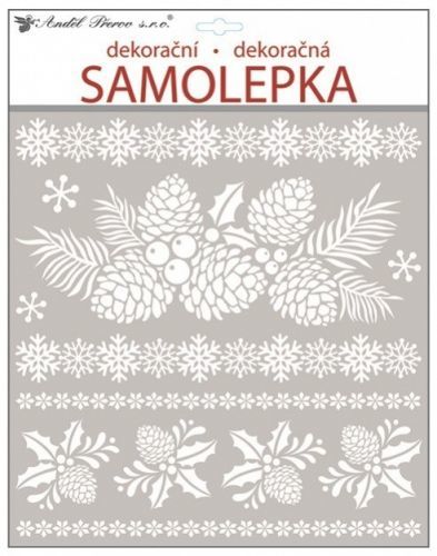 Anděl Samolepky bílé s glitry 38x31 cm, šišky 10334