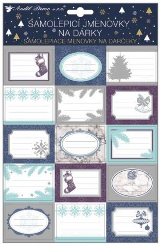 Anděl Samolepicí jmenovky na dárky s glitry 15 ks - 10385
