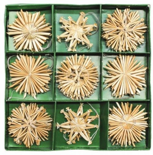 Anděl Slaměné ozdoby v krabičce cca 6cm - 27 ks 2325