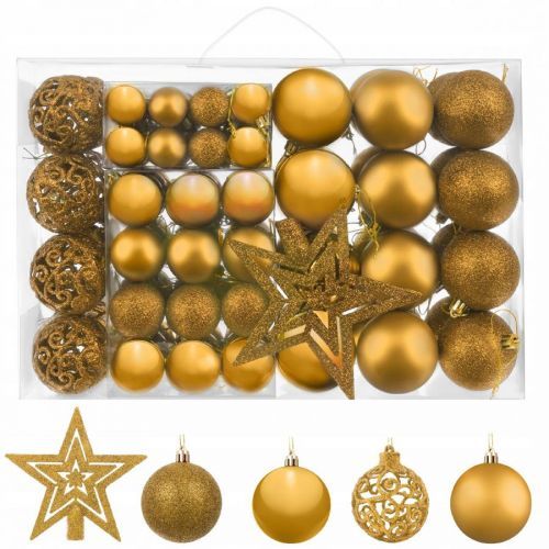 Maxy Vánoční ozdoby - Sada zlatých Vánočních koulí 100ks + hvězda - BR8080