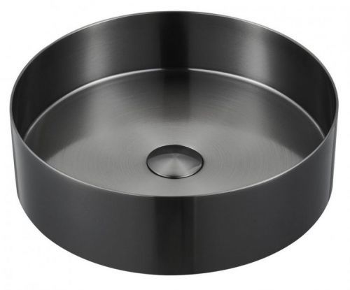 SAPHO AURUM nerezové umyvadlo, průměr 38 cm, včetně výpusti, antracit AU101