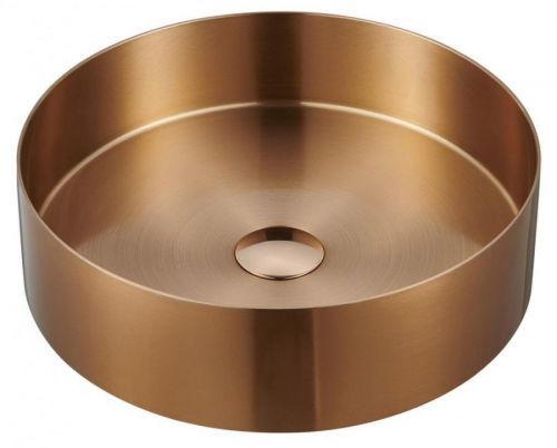 SAPHO AURUM nerezové umyvadlo, průměr 38 cm, včetně výpusti, růžové zlato AU301