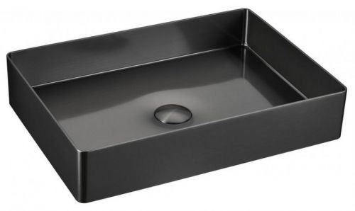 SAPHO AURUM nerezové umyvadlo 50x35 cm, včetně výpusti, antracit AU103