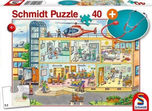 SCHMIDT Puzzle Dětská nemocnice 40 dílků + dětský stetoskop