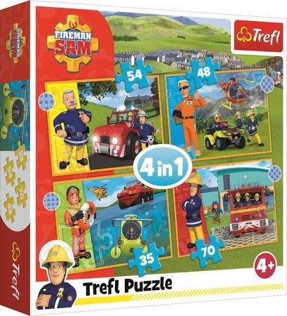 TREFL Puzzle Statečný požárník Sam 4v1 (35,48,54,70 dílků)