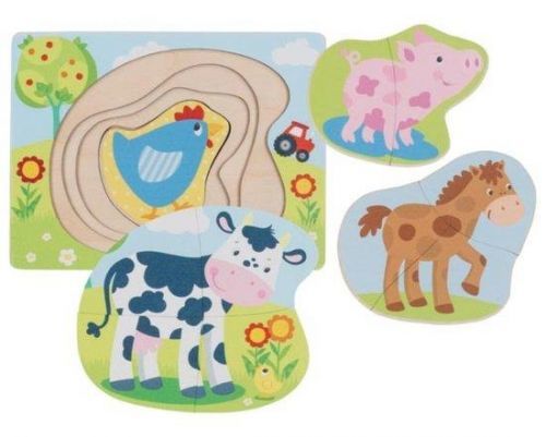 GOKI Vícevrstvá vkládačka Zvířátka z farmy