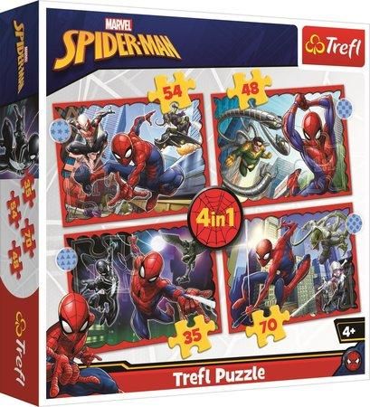 TREFL Puzzle Hrdinný Spiderman 4v1 (35,48,54,70 dílků)