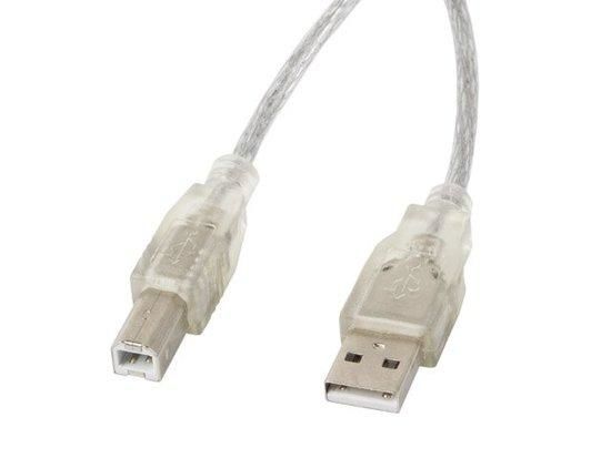 LANBERG USB-A(M)->USB-B(M) 2.0 CABLE 3M TRANSPARENT FERRITE