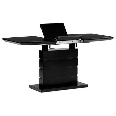 Autronic HT-420 BK Jídelní stůl 110+40x70 cm, černá 4 mm skleněná deska, MDF, černý matný lak