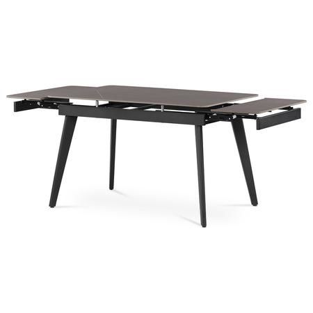 Autronic HT-405M GREY Jídelní stůl 120+30+30x80 cm, keramická deska šedý mramor, kov, černý matný lak
