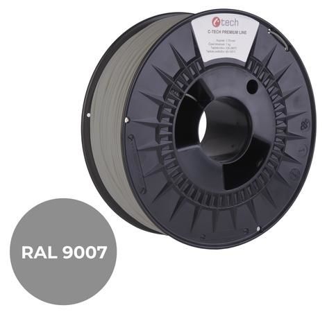 Tisková struna (filament) C-TECH PREMIUM LINE, PLA, šedý hliník, RAL9007, 1,75mm, 1kg, 3DF-P-PLA1.75-9007