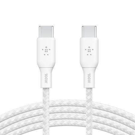 Belkin USB-C na USB-C kabel 100W, 3m, bílý - odolný