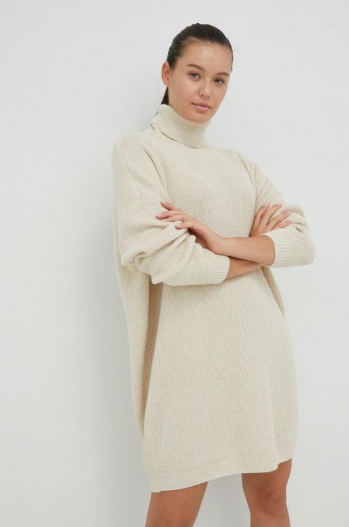 Šaty Billabong béžová barva, mini, oversize