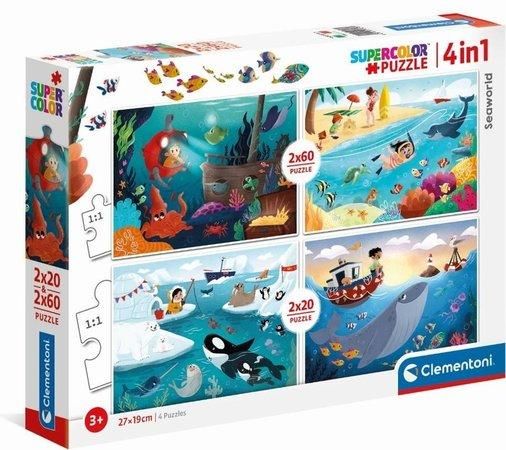 CLEMENTONI Puzzle Mořský svět 4v1 (20,20,60,60 dílků)