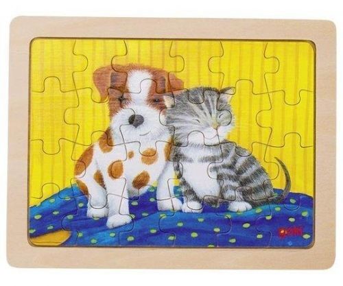 GOKI Dřevěné puzzle Zvířecí přátelství - Srneček 24 dílky