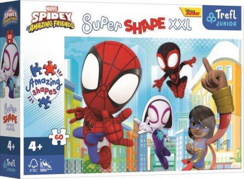 TREFL Puzzle Super Shape XXL Spidey a jeho úžasní přátelé 60 dílků