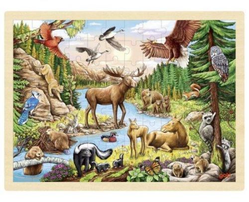 GOKI Dřevěné puzzle Divoká příroda Severní Ameriky 96 dílků