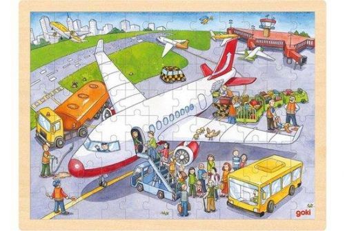 GOKI Dřevěné puzzle Na letišti 96 dílků