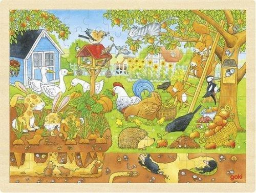 GOKI Dřevěné puzzle Zákoutí naší zahrady 96 dílků