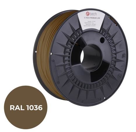 Tisková struna (filament) C-TECH PREMIUM LINE, PLA, perleťová zlatá, RAL1036, 1,75mm, 1kg, 3DF-P-PLA1.75-1036