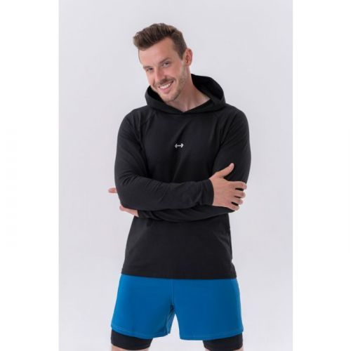 Pánské tričko Long-Sleeve Hoodie Black L - NEBBIA