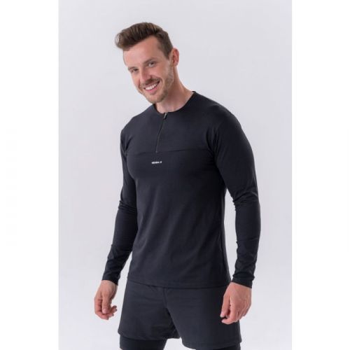 Pánské tričko Long-Sleeve Layer Up Black L - NEBBIA