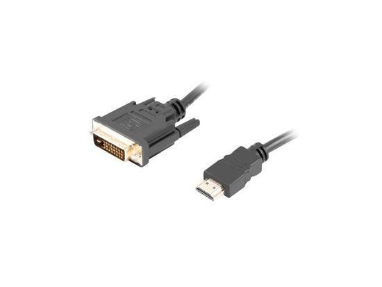 LANBERG HDMI(M)->DVI-D(M)(24+1) CABLE 1.8M BLACK DUAL LINK WITH GOLD-PLATED 4K CONNECTORS