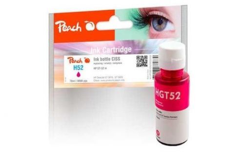 Inkoustová náplň Peach HP GT52, 70 ml kompatibilní - červená, 320359