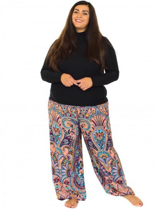 Himalife Kalhoty Paisley - broskvová s tyrkysovou Velikost: S/M