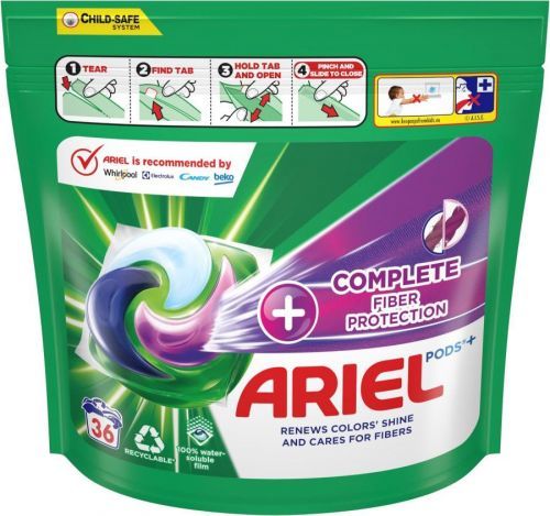 Ariel Fiber Protection, gelové kapsle na praní 36 ks